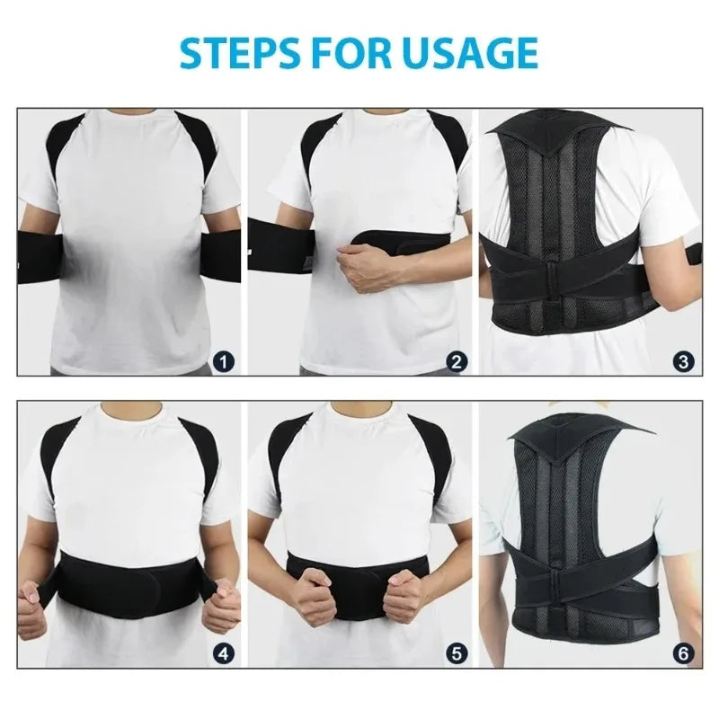 Coreluxe Back Brace Posture Corrector for Women and Men, Shoulder Straightener, Adjustable Full Back Support, Upper and Lower Back Pain Relief