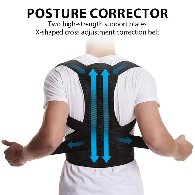 Coreluxe Back Brace Posture Corrector for Women and Men, Shoulder Straightener, Adjustable Full Back Support, Upper and Lower Back Pain Relief